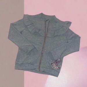 5/$25 aesthetic Ruffle zip up with embroidery